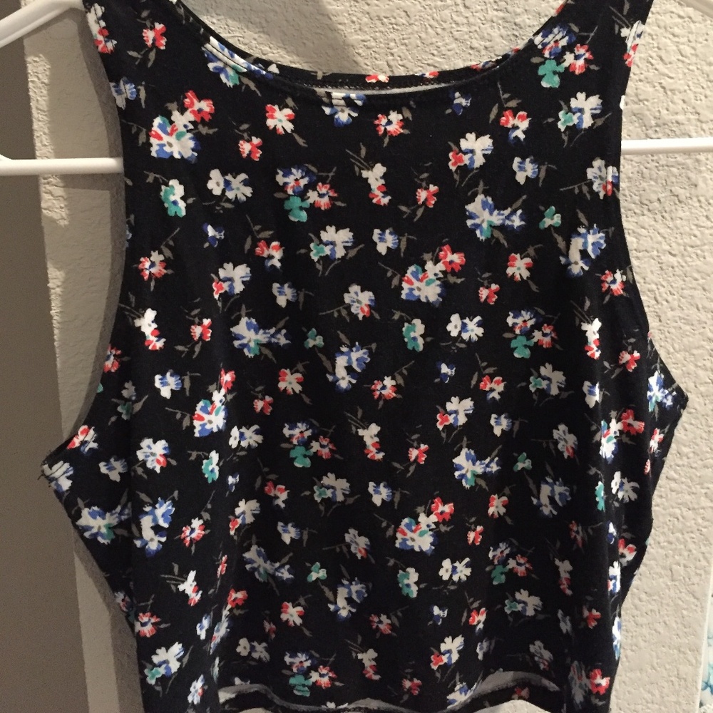 Black & Floral Crop Top